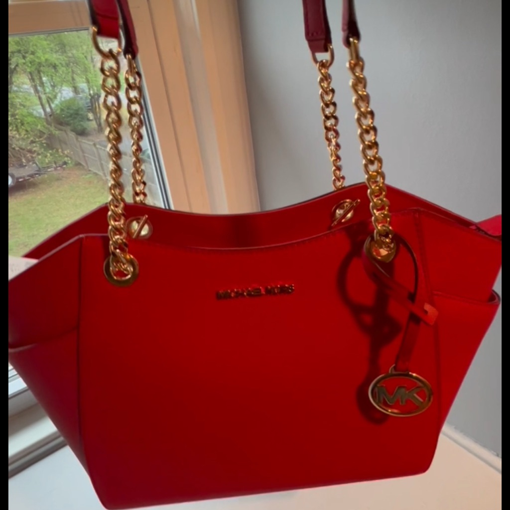 Nwt Michael Kors Red Jet Set Travel Bag